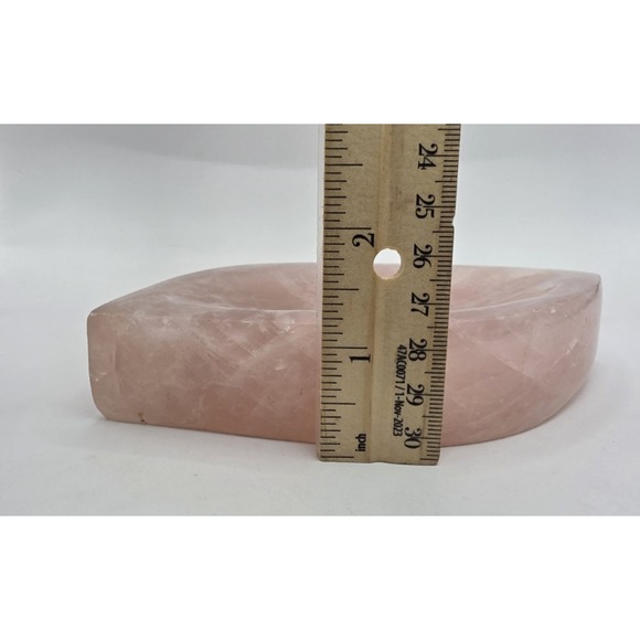 Rose Quartz Bar Soap Holder Jewelry Dish Handcrafted Natural Crystal Tray Pink - Picture 5 of 10